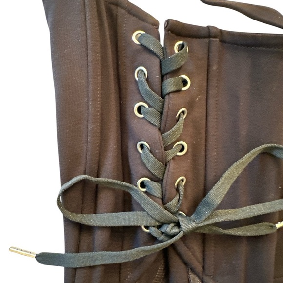 Forever 21 Women's Black Size Medium Corset Woven Lace Up Sides Strappy - Picture 4 of 6